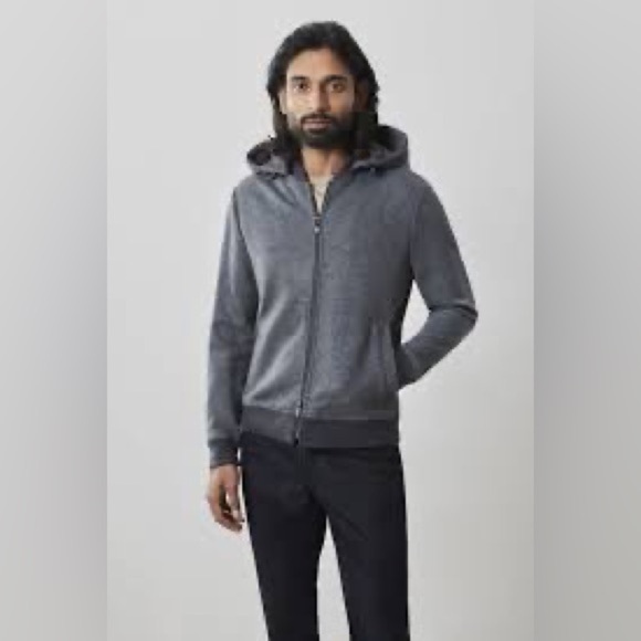 Robert Barakett charcoal gray ribbed full zip hooded jacket size M - Picture 1 of 6